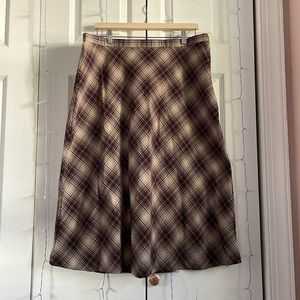 Basic Editions Plaid Midi Skirt